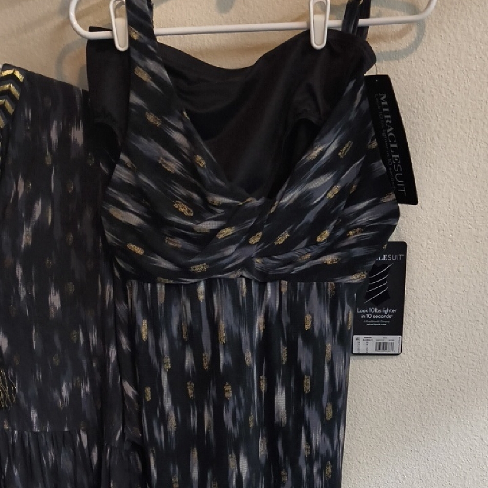 Miraclesuit Black and Gold Swim Maxi 3 PC.Set